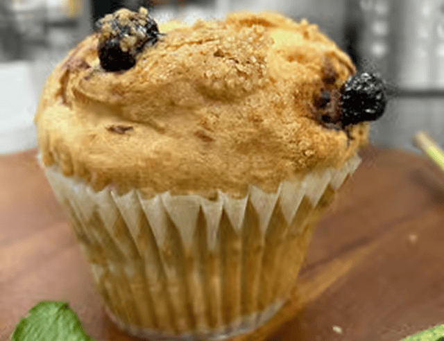 Freshly baked muffin with berries