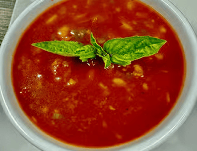 Bowl of tomato basil soup