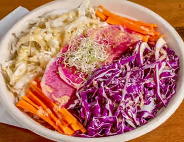 Vibrant vegetable salad with purple cabbage