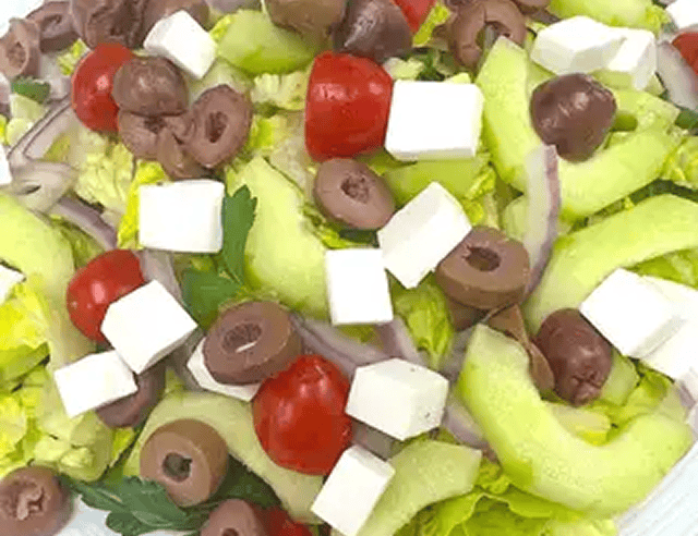 Healthy Mediterranean salad ingredients close-up