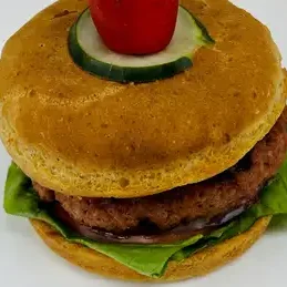 Delicious plant-based burger on bun